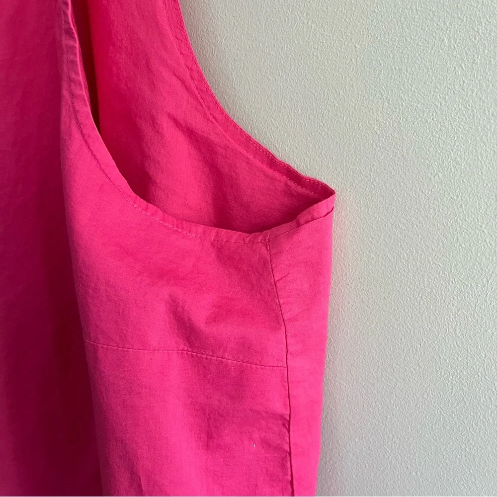 J. Crew Hot Pink Sleeveless Ruffle-Neck Tank with Orange Floral Trim 3X